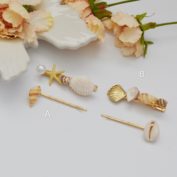 2 Pieces Seashell Hair Pins Set Women Accessories - Picture 6 of 6